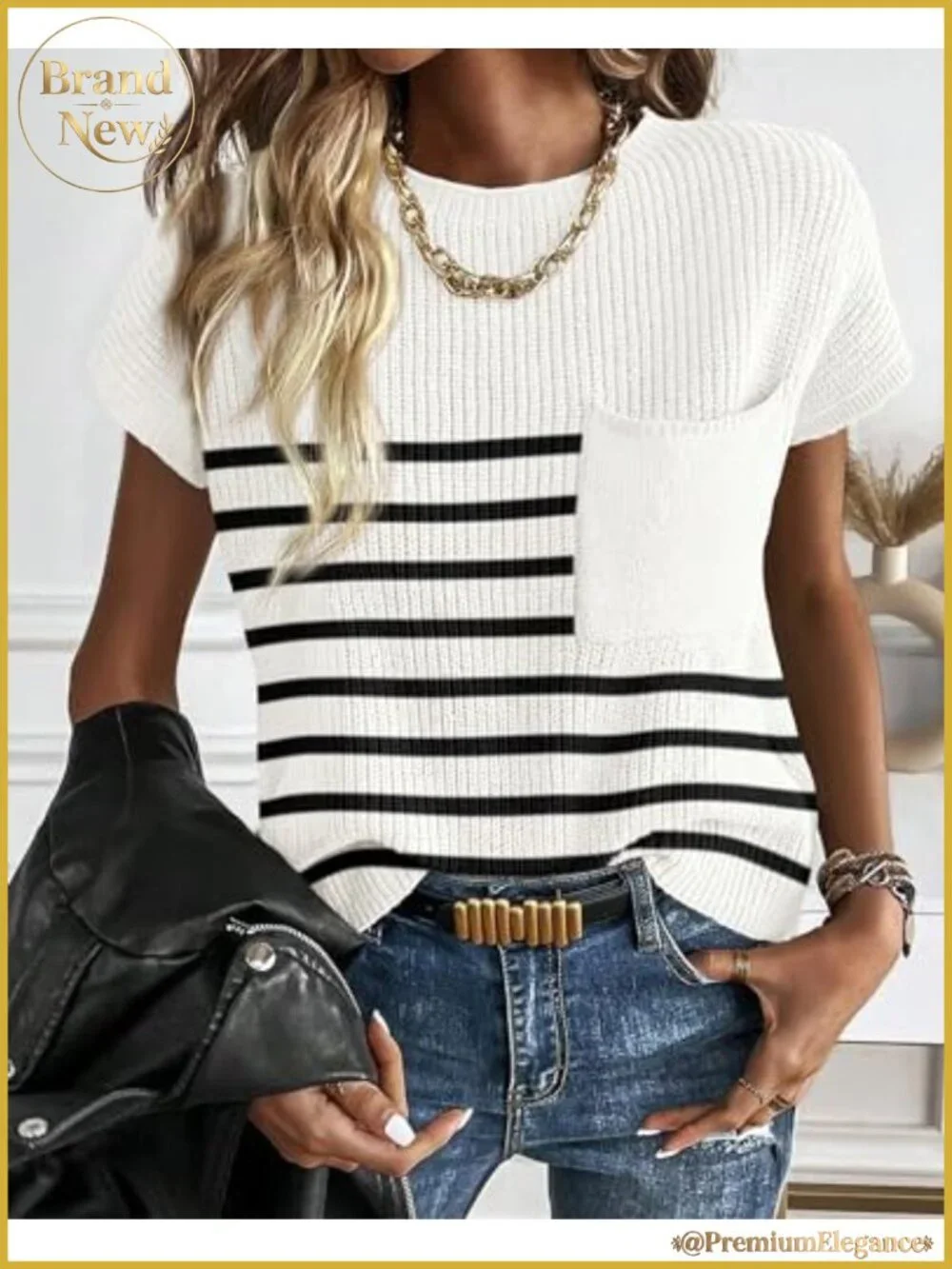 Women's Short Sleeve Cotton Crochet Sweater Top Crew Neck Casual Knit Pullover